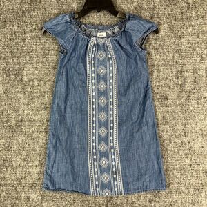 Old Navy Dress Girls Large Chambray Embroidered Tunic Cotton‎ Festival Cottage